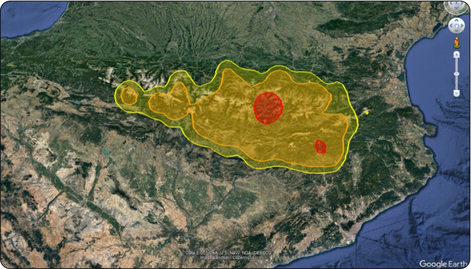 Home range estimates of a Bearded Vulture with Argos Services