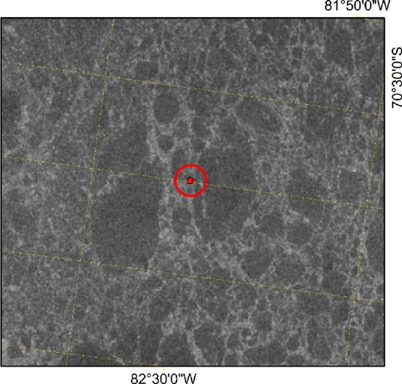Example of a penguin tracking point  with no evidence of open water